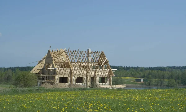 Casa Madeira Recém Construída — Fotografia de Stock