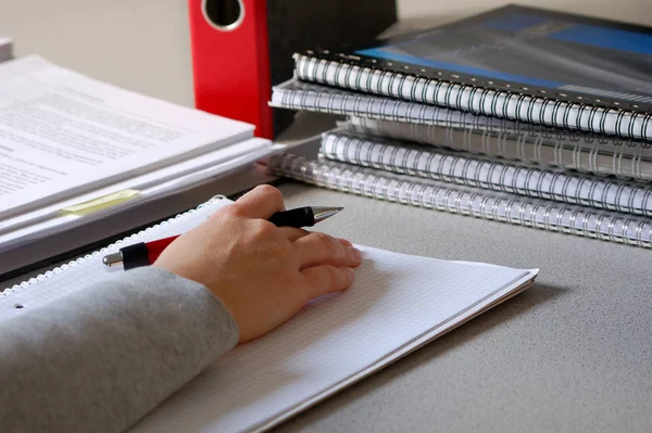 Business Woman Writing Notebook — Stock Photo, Image