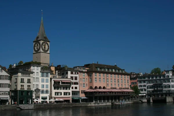 Città Zurigo Centro Globale Settore Bancario Finanziario Trova All Estremità — Foto Stock