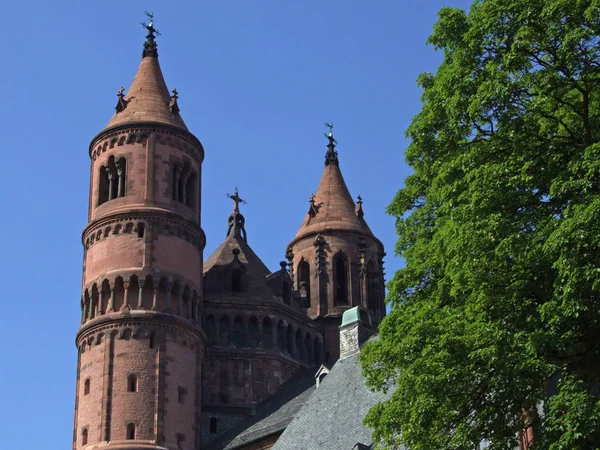 Westtürme Des Wormser Doms — Stockfoto