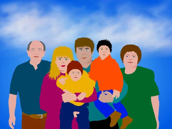 Porträt Einer Glücklichen Familie Verwandtschaftskonzept — Stockfoto
