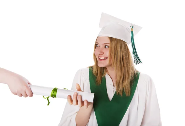 Junge Frau Kocht Mit Messer — Stockfoto