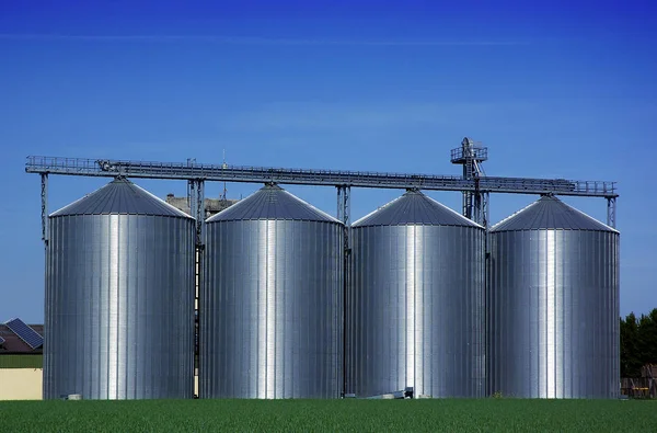 Silos Storing Grain Field — Stock Photo, Image