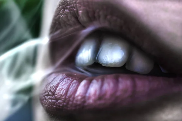 Siyah Dudaklı Bir Kadının Ağzını Kapat — Stok fotoğraf