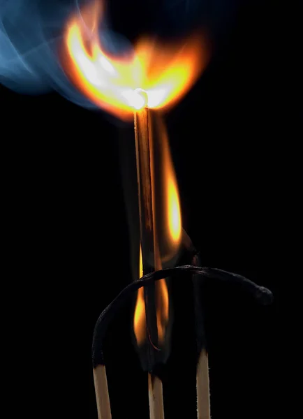 Burning Match Form Fire — Stock Photo, Image