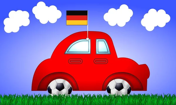 Auto Mit Fanfahne Deutschland — Stockfoto