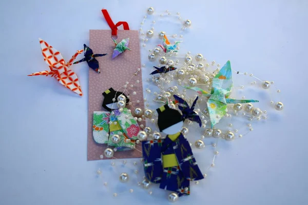 Origami Panenky Symboly Štěstí — Stock fotografie