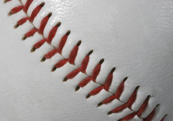 Makro Der Baseball Nähte — Stockfoto