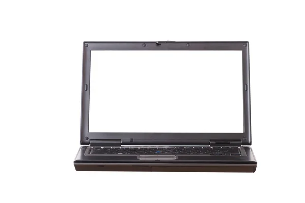 Laptop Tela Branca Dois Caminhos Recorte — Fotografia de Stock