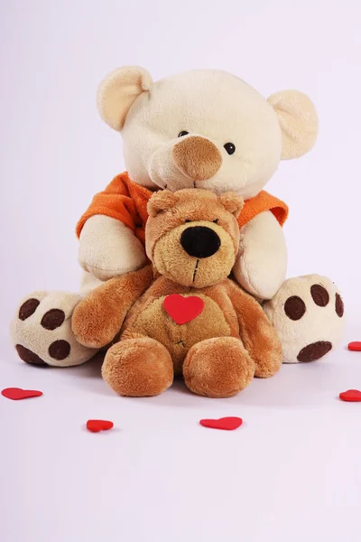 Medvídek Srdcem Růžovém Pozadí — Stock fotografie