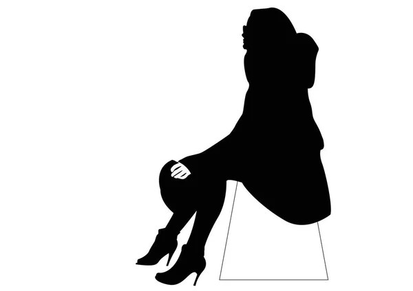 Silhouette Féminine Isolée Sur Blanc — Photo