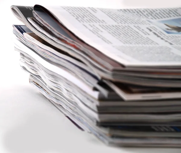 Stack Newspapers Isolated White — Stock Photo, Image