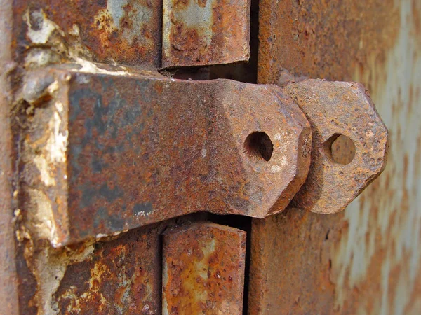 Velho Parafuso Metal Enferrujado Com Uma Trava Forma Parafuso Parede — Fotografia de Stock