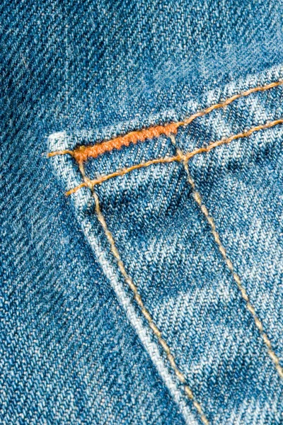 Textura Jeans Azul Com Costura — Fotografia de Stock
