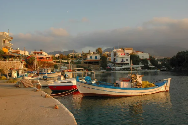 Haven Van Sisi Kreta Boten Zeewater — Stockfoto