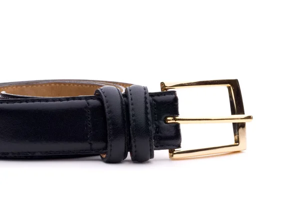 Cierre Cinturón Negro Con Una Cuchara Oro — Foto de Stock