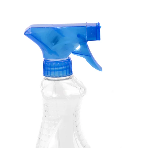 Blaue Plastikflasche Mit Reinigungswasser Isoliert Auf Weißem Hintergrund — Stockfoto