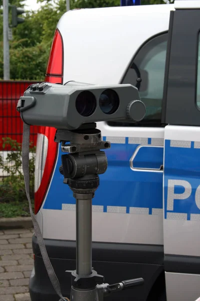 Police Officer Camera Background City — Stock Photo, Image