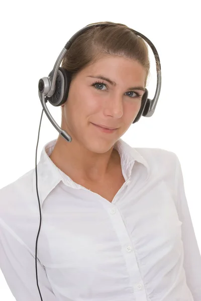 Mulher Callcenter — Fotografia de Stock