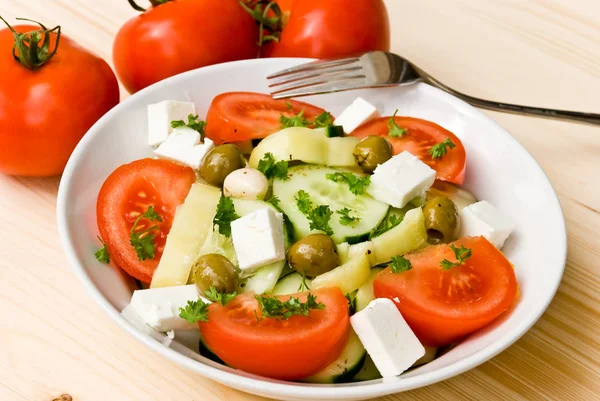 Nahaufnahme Von Leckeren Frischen Salat — Stockfoto