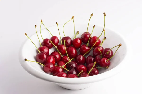 Rote Kirschen Einer Schüssel — Stockfoto