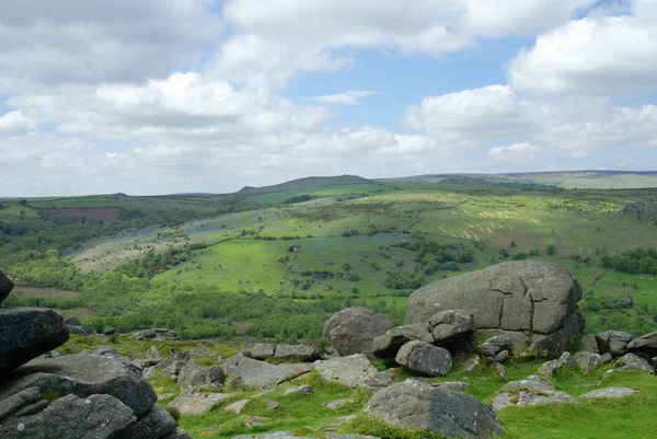 Logan Taşları Ndan Dartmoor Üzerinde Geniş Bir Görüş Alanı Var — Stok fotoğraf