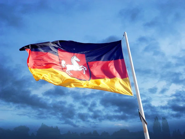 Fahne Niedersachsen Flagge Εθνική Σημαία — Φωτογραφία Αρχείου