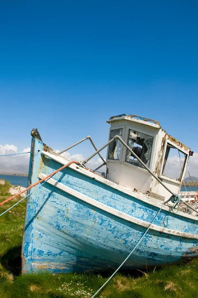 Barco Pesca Terra Seca — Fotografia de Stock