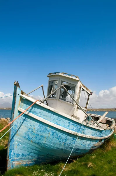 Barco Pesca Terra Seca — Fotografia de Stock