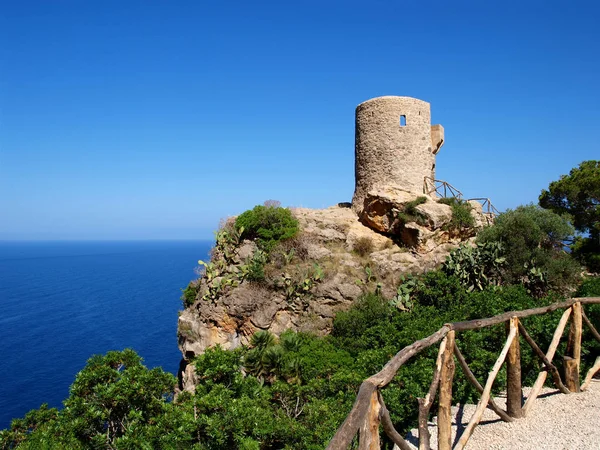 Hundreds Years Old Tower Estellencs Banyalbufar West Coast Majorca Always — Stock Photo, Image