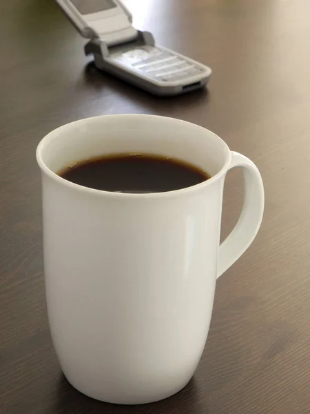 Cup Coffee Laptop Wooden Table — Stock Photo, Image