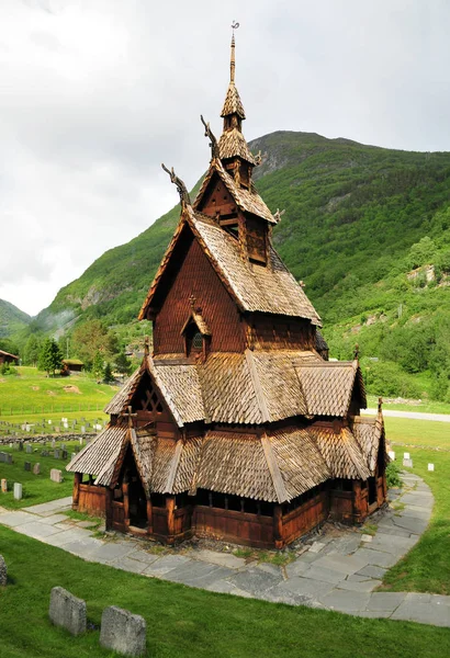 Église Borgund Stave 800 Ans Été Construit Sur Socle Pierre — Photo