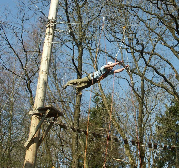 Jump Trapeze Experience Paedagogic Personality Training Amp — Stock Photo, Image
