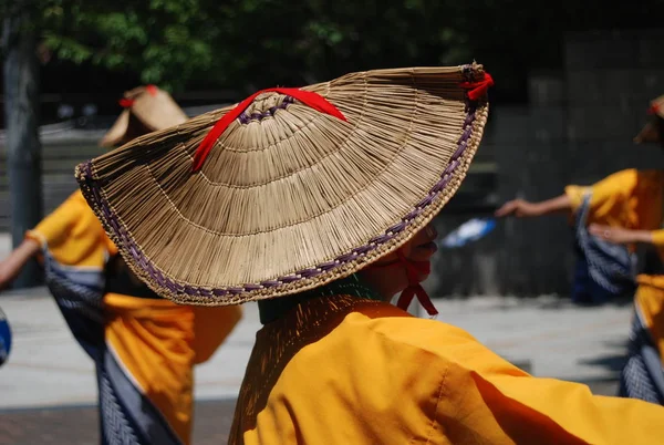 Japans Vrouw Traditionele Stro Hoed — Stockfoto