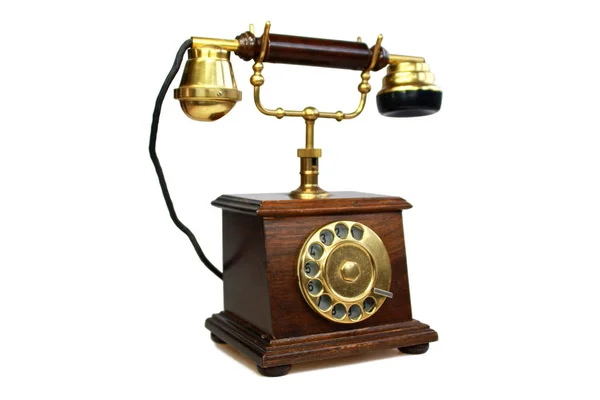 Vieux Téléphone Isolé Sur Fond Blanc — Photo