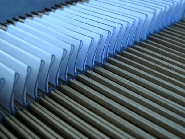 close up of a row of blue piano