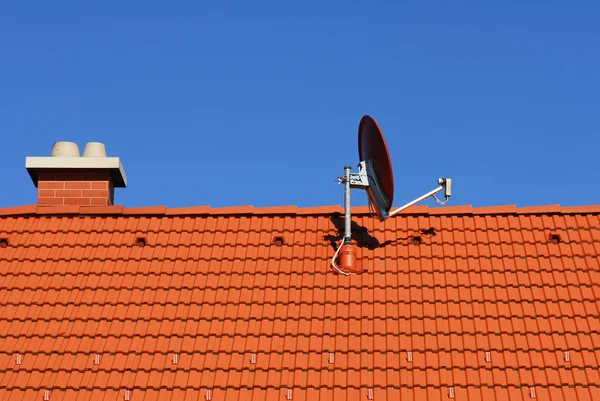 Satellite Dish Roof House Solar Panels Royalty Free Stock Photos