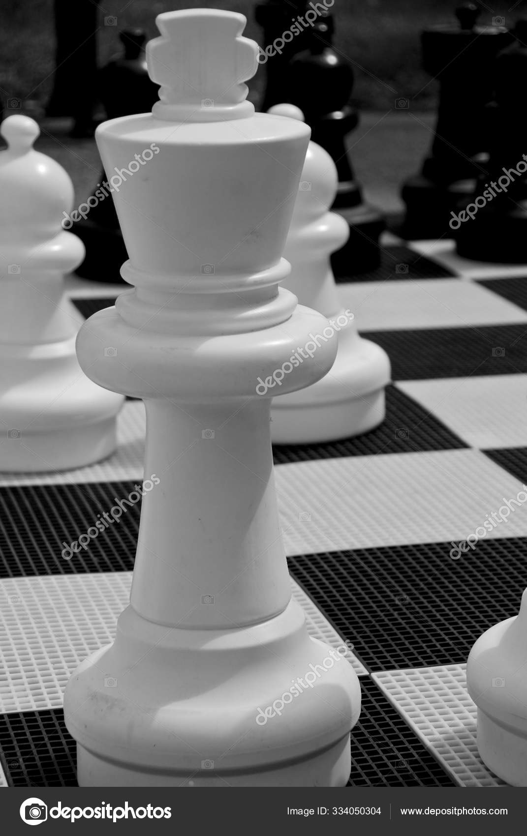 Detailed chessboard with chess during a check mate Stock Photo