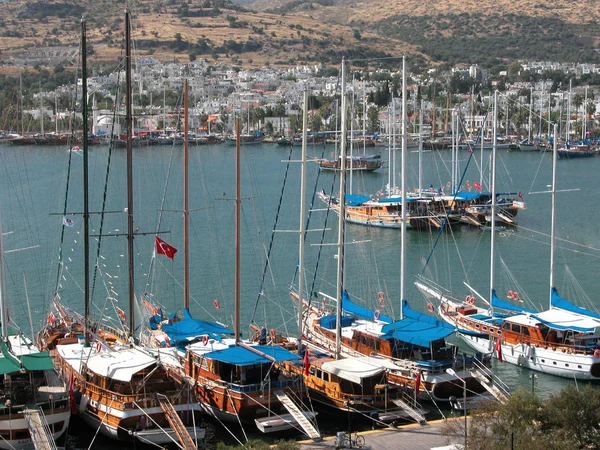 Yacht Kikötő Kék Bodrum — Stock Fotó