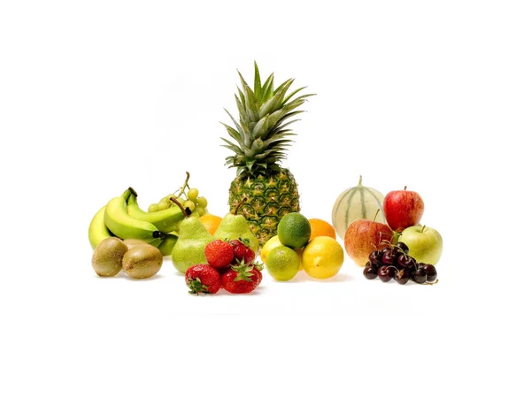 Φρούτα Και Λαχανικά Απομονωμένα Λευκό — Φωτογραφία Αρχείου