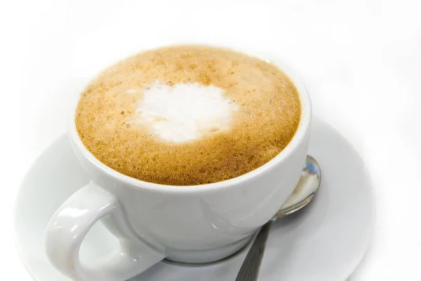Tazza Caffè Con Schiuma Sfondo Bianco — Foto Stock