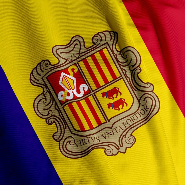 Andorras Flagga Närbild Nationell Flagga — Stockfoto