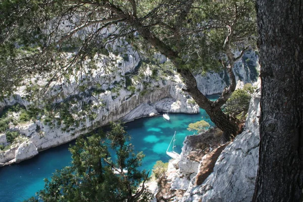 Sziklák Calanques Cassis Franciaország — Stock Fotó