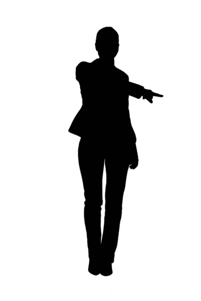 Young Business Woman Silhouette Isolated White — Stock Photo, Image