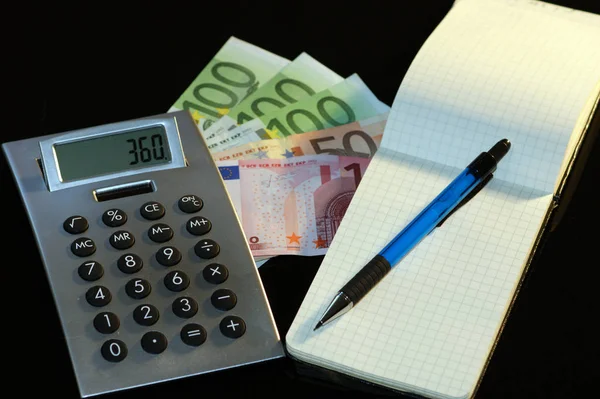 Money Notebook Calculator Pencil — Stock Photo, Image