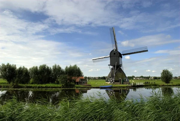 Post Molino Viento Kinderdijk — Foto de Stock