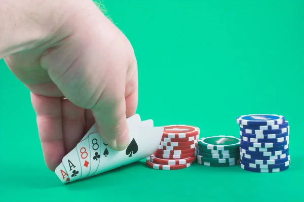 Primo Piano Carte Gioco Sfondo Poker — Foto Stock