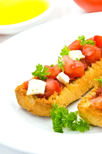 Svačinka Bruschetta Fast Food — Stock fotografie