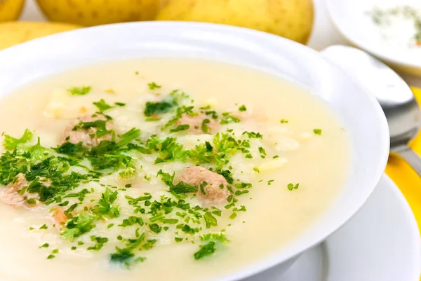 Potato Cream Soup Meatballs — Stok Foto