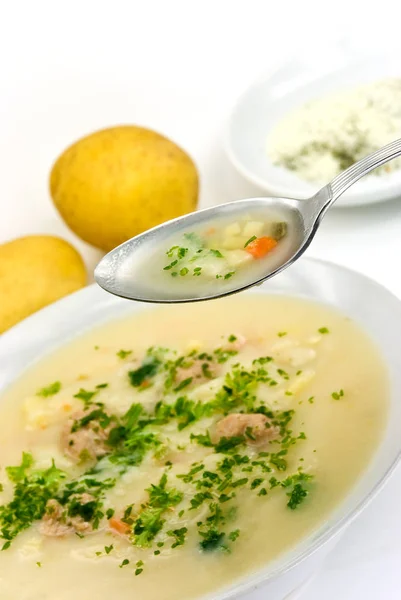 Potato Cream Soup Meatballs — Stockfoto